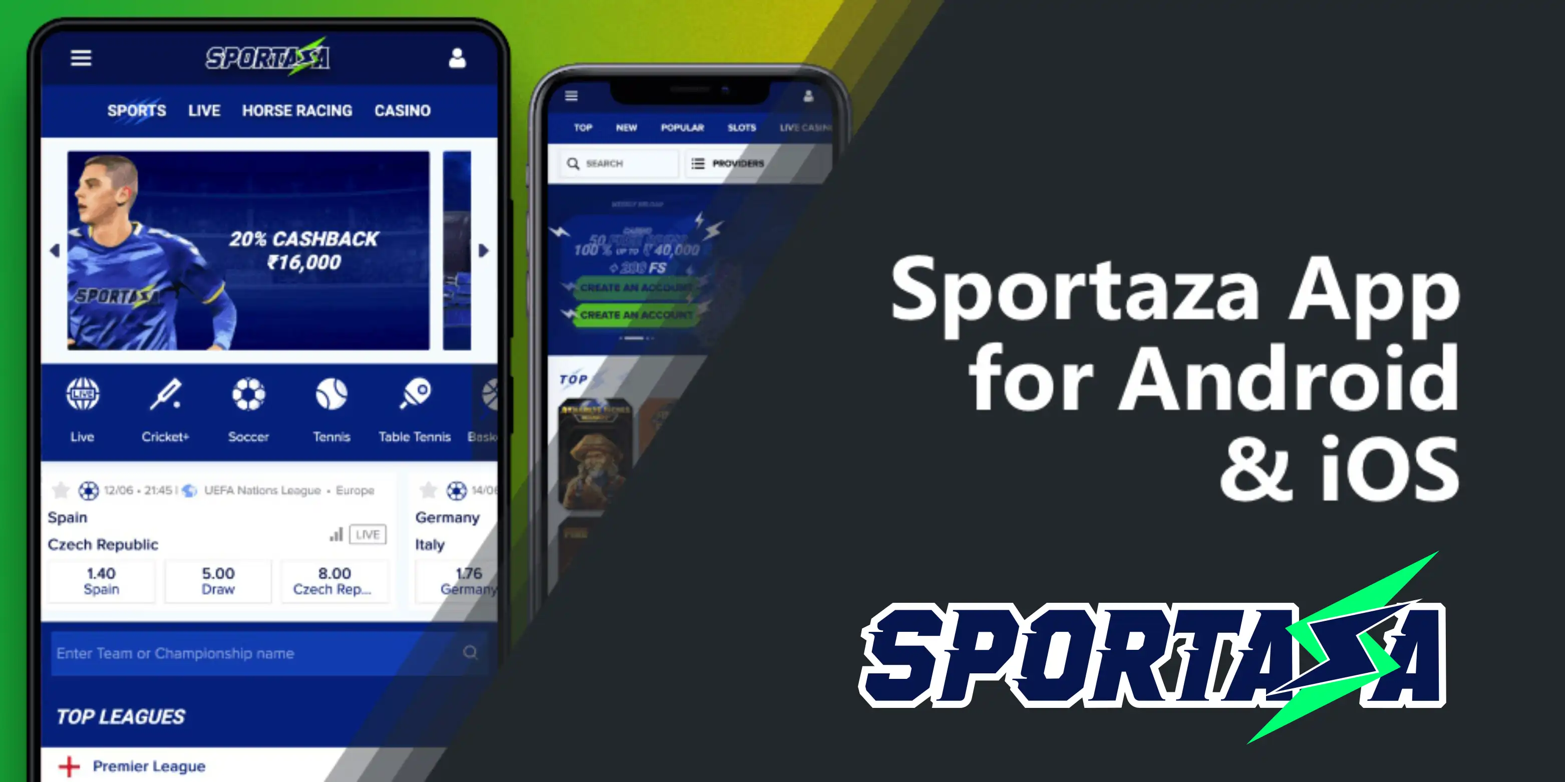 Capture d'écran de l'app Sportaza Casino